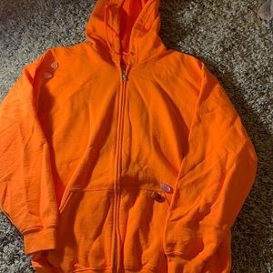 gildan highlighter orange zip up hoodie